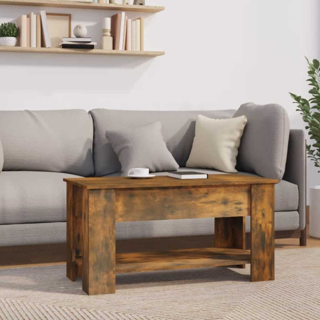 Soffbord rökfärgad ek 101x49x52 cm konstruerat trä