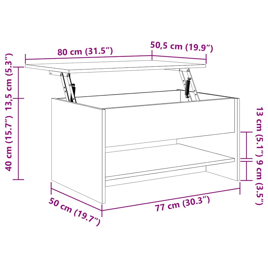 Soffbord rökfärgad ek 80x50x40 cm konstruerat trä