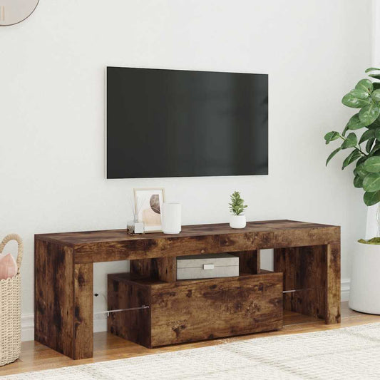 Tv-bänk med LED-belysning rökfärgad ek 120x35x40 cm