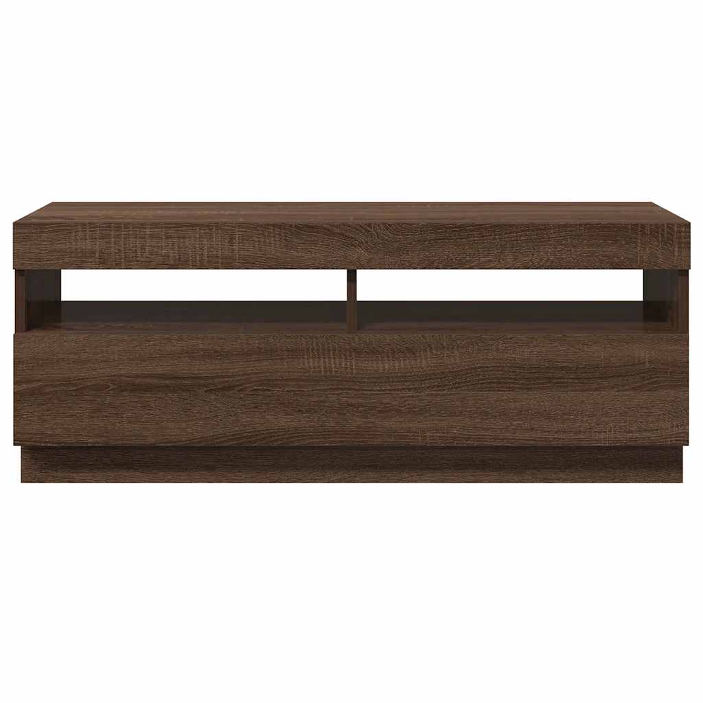 TV-Möbel Brun Ek TV-Bänk LED 100x35x40 cm