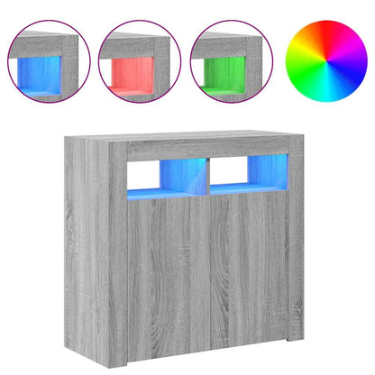 Skänk Sonoma Grå LED-belysning 80x35x75 cm