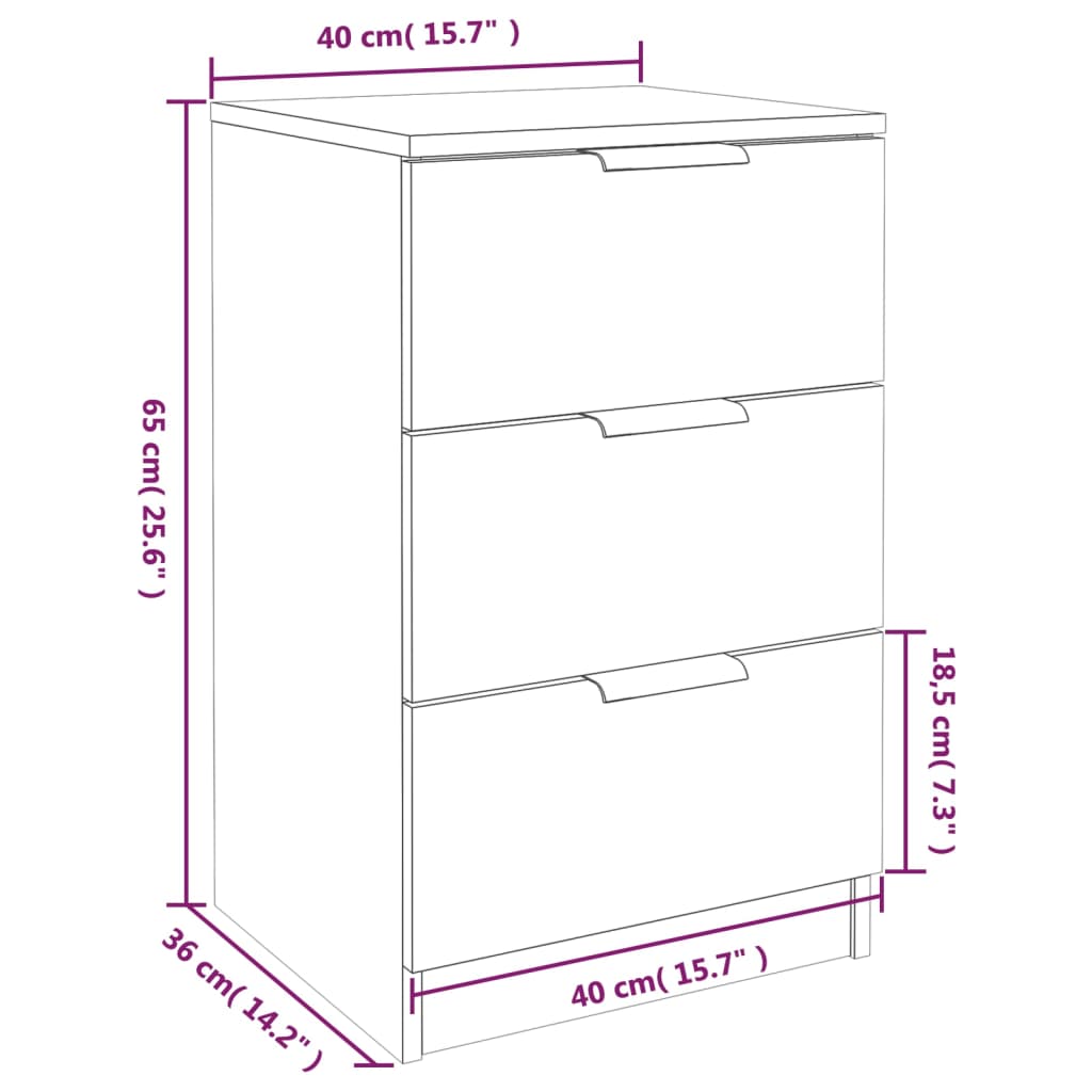 Sängbord 2 st vit 40x36x65 cm