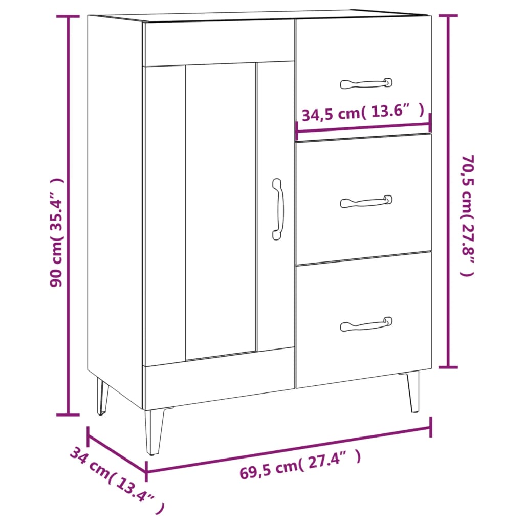 Skänk Sonoma Ek 69,5x34x90 cm