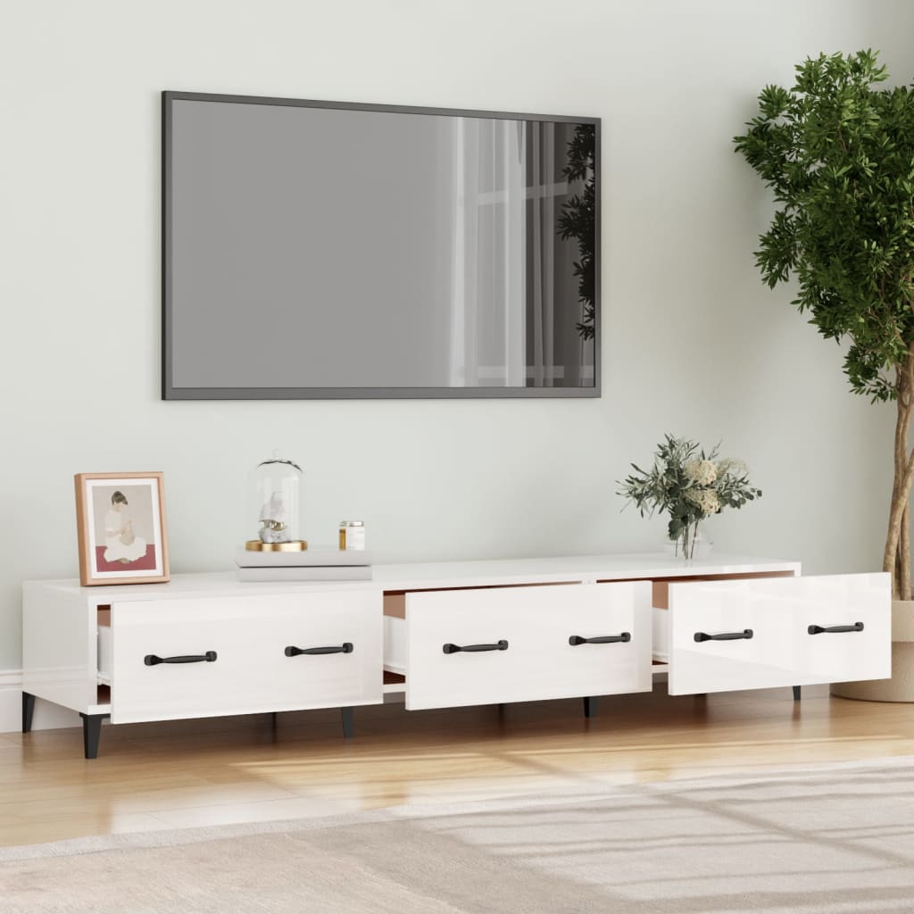 TV-Möbel Högglans Vit TV-skåp 150x34,5x30 cm