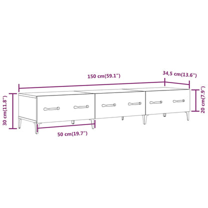 TV-Möbel Högglans Vit TV-skåp 150x34,5x30 cm