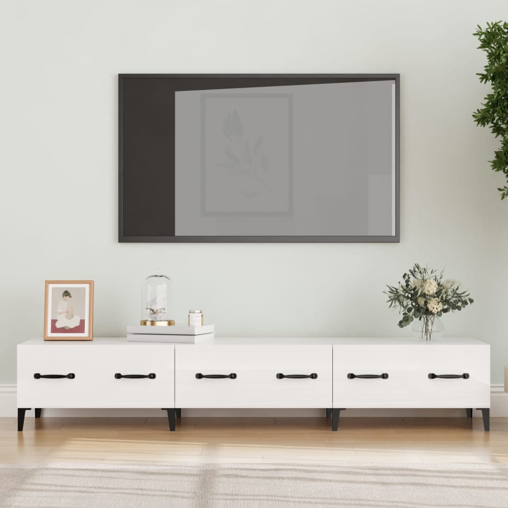 TV-Möbel Högglans Vit TV-skåp 150x34,5x30 cm