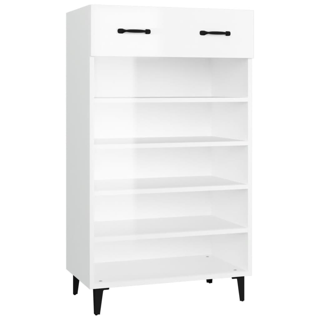 Skoställ Högglans Vit Skoskåp 60x35x105 cm