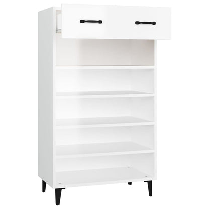 Skoställ Högglans Vit Skoskåp 60x35x105 cm