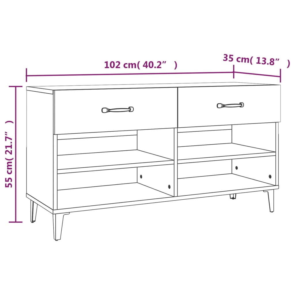 Skoställ Sonoma Ek Skoskåp 102x35x55 cm