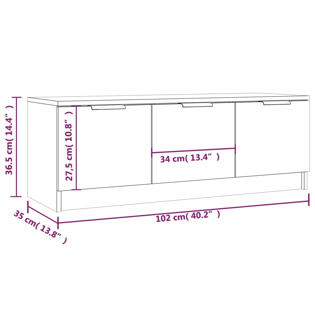 TV-Möbel Sonoma Grå TV-Bänk 102x35x36,5 cm