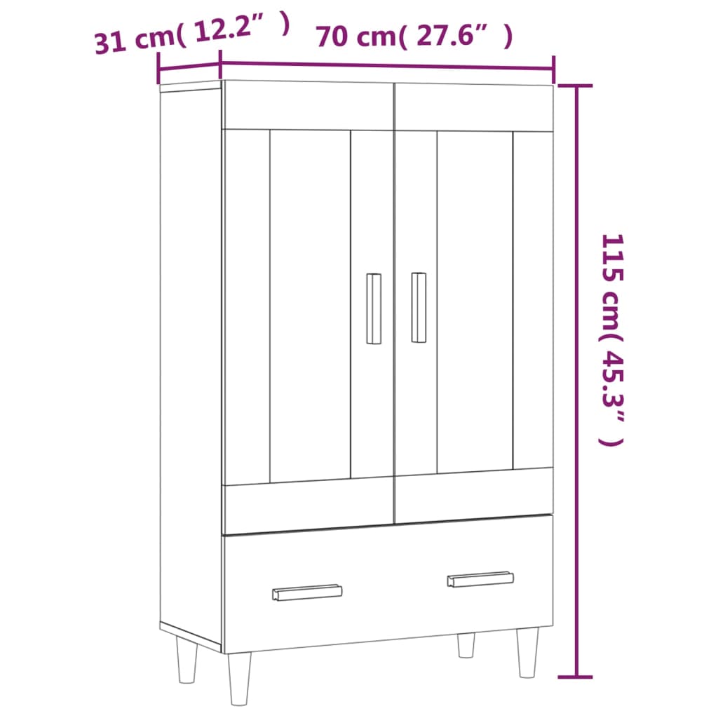 Skåp Rökfärgad Ek 70x31x115 cm