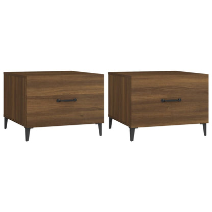 Soffbord Brun Ek med metallben 2 st 50x50x40 cm