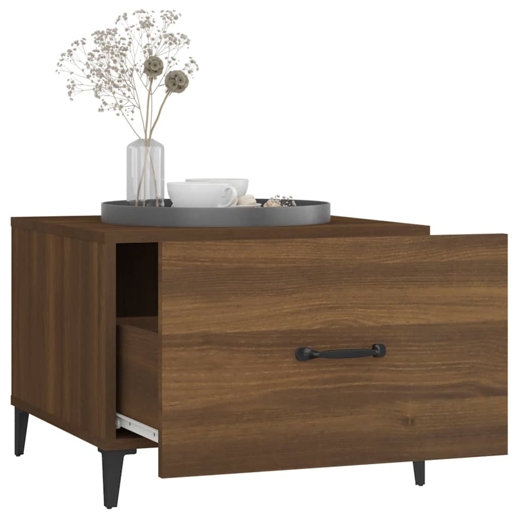 Soffbord Brun Ek med metallben 2 st 50x50x40 cm