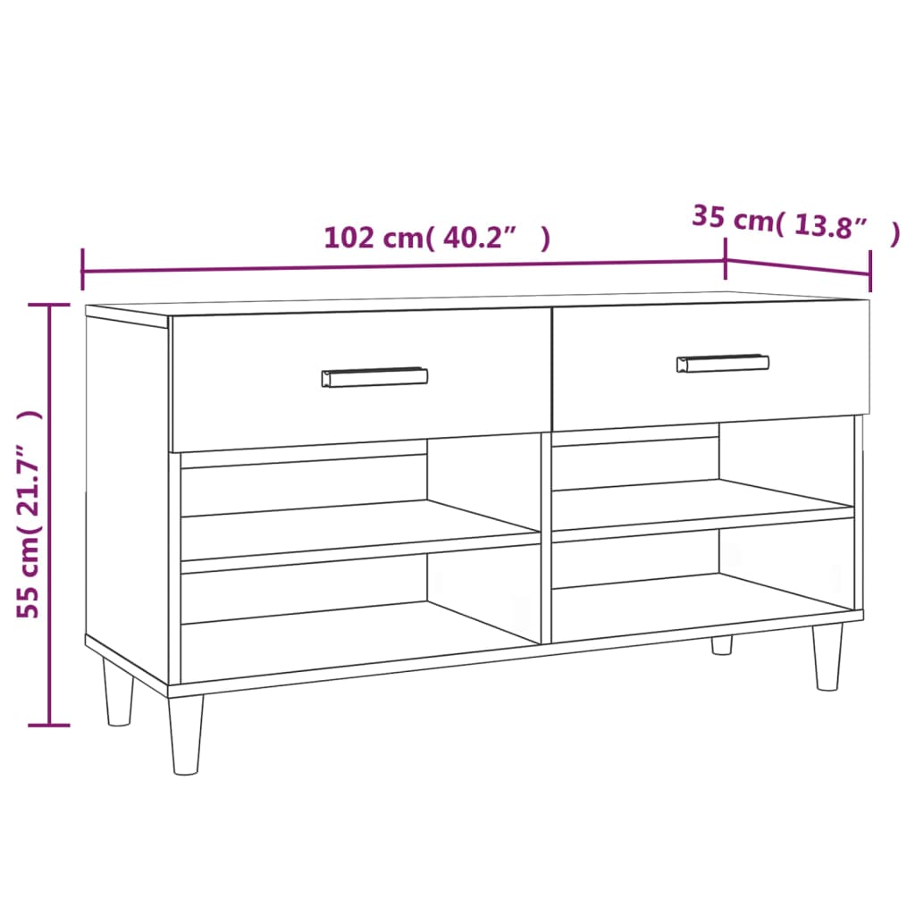 Skoställ Brun Ek 102x35x55 cm