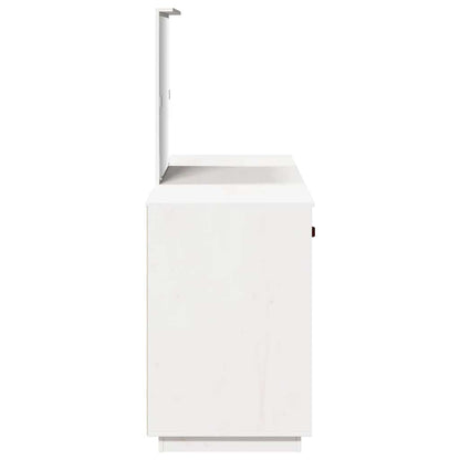 Sminkbord med spegel vit massiv furu