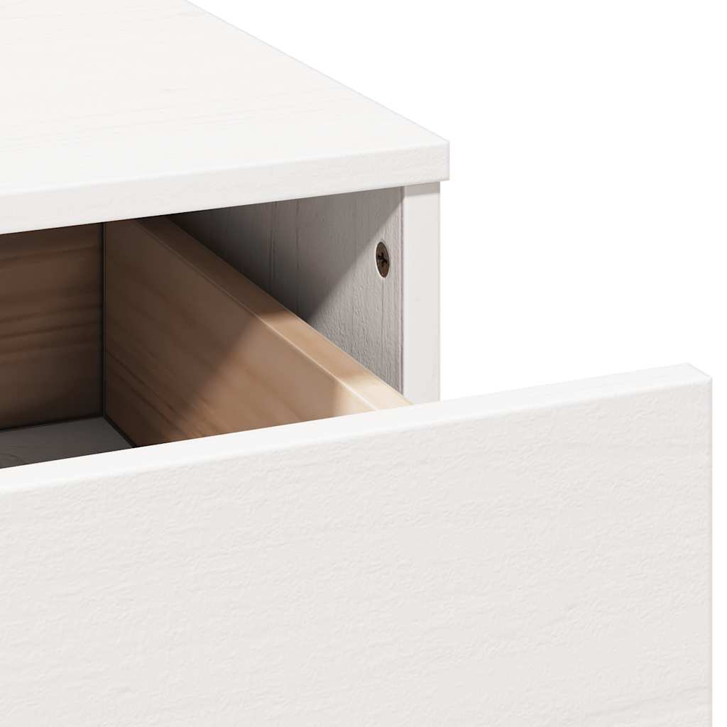 Sminkbord med spegel vit massiv furu