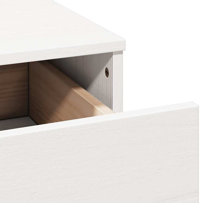 Sminkbord med spegel vit massiv furu