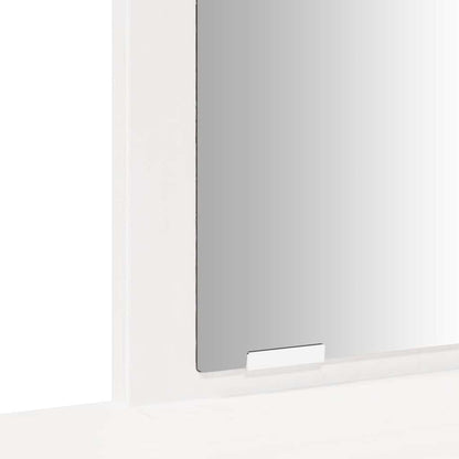 Sminkbord med spegel vit massiv furu