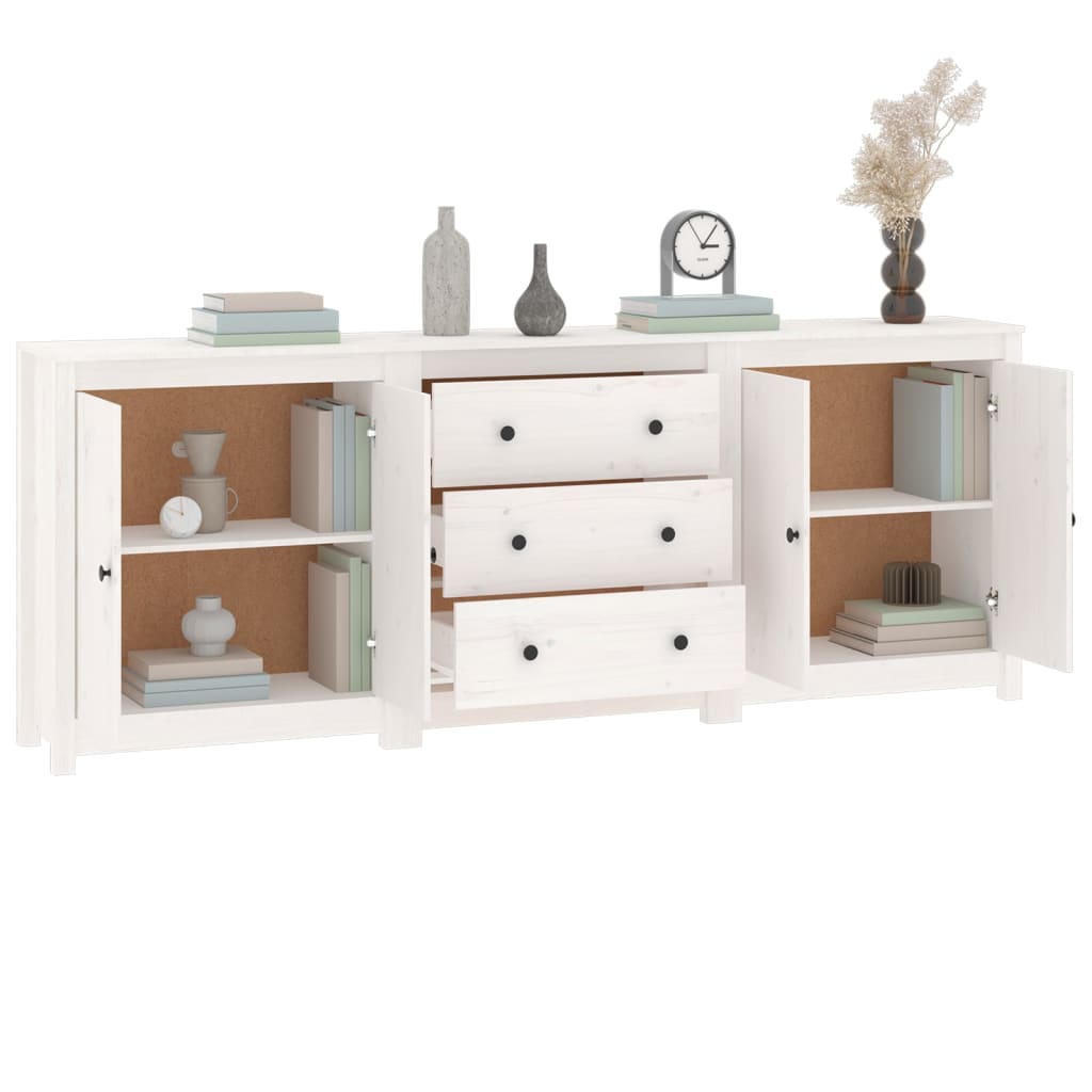 Skänk Vit 210x35x80 cm massiv furu