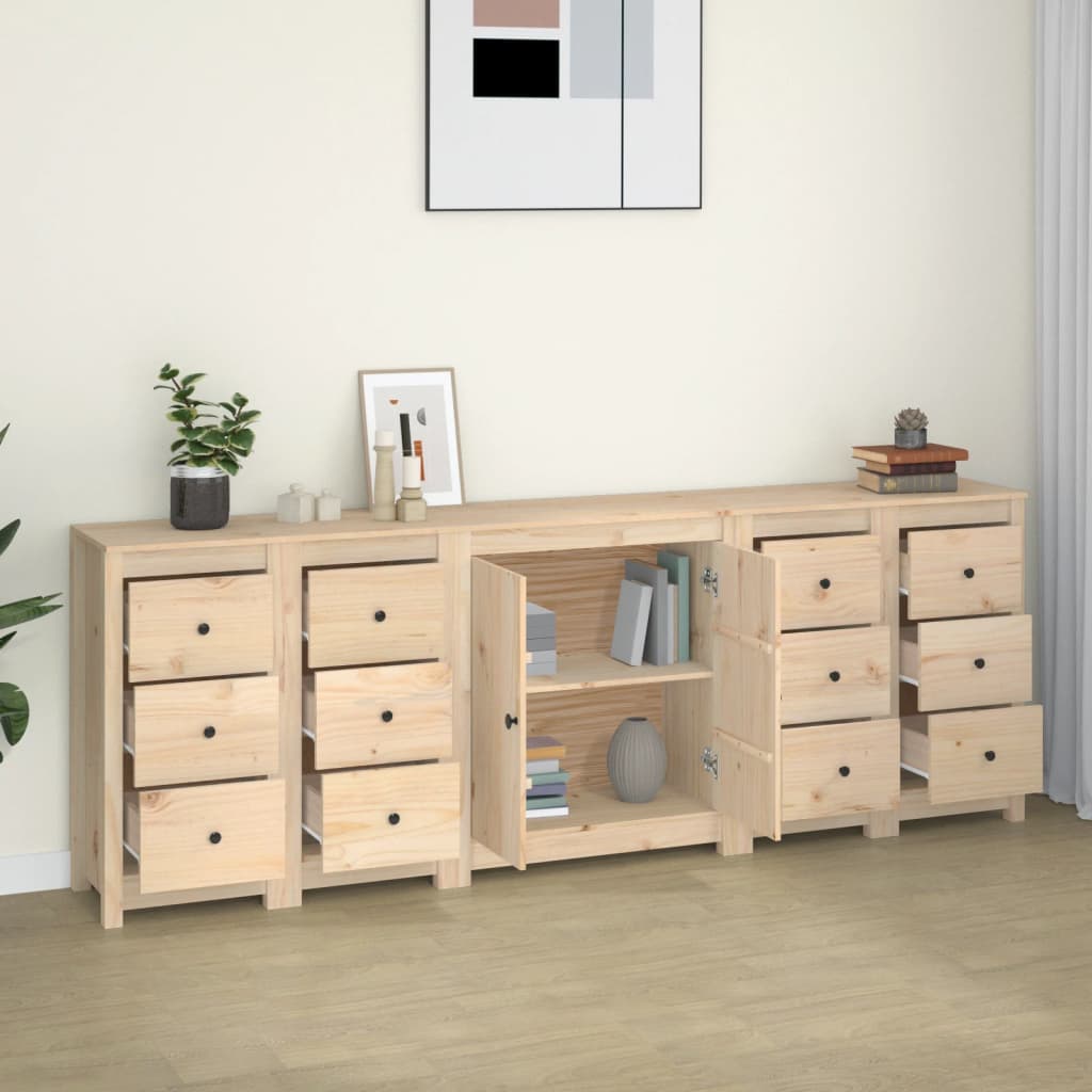 Skänk Vit 230x35x80 cm massiv furu