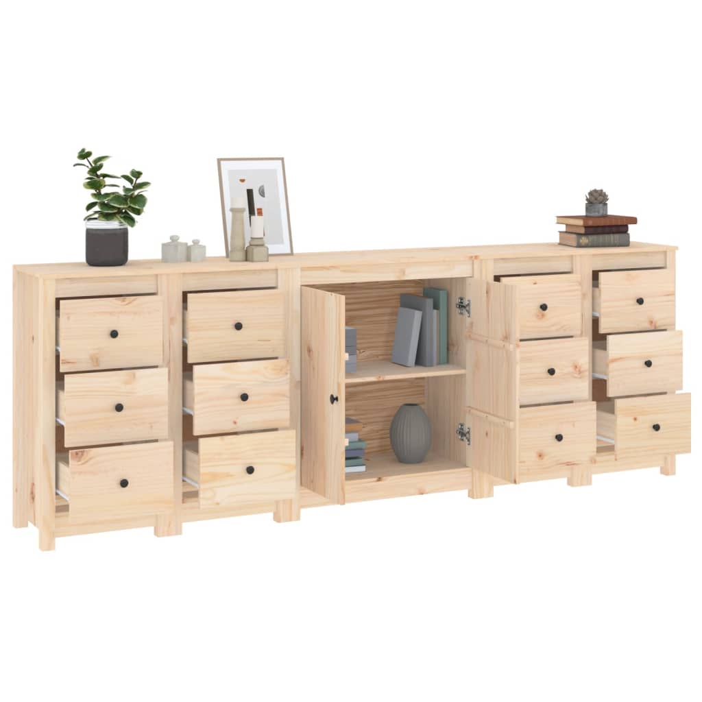 Skänk Vit 230x35x80 cm massiv furu