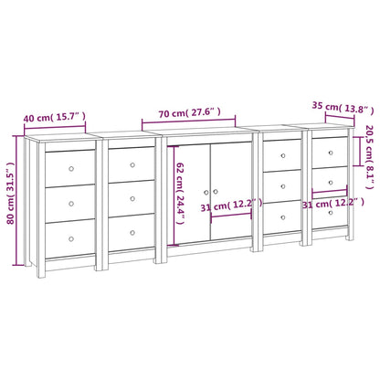 Skänk Vit 230x35x80 cm massiv furu
