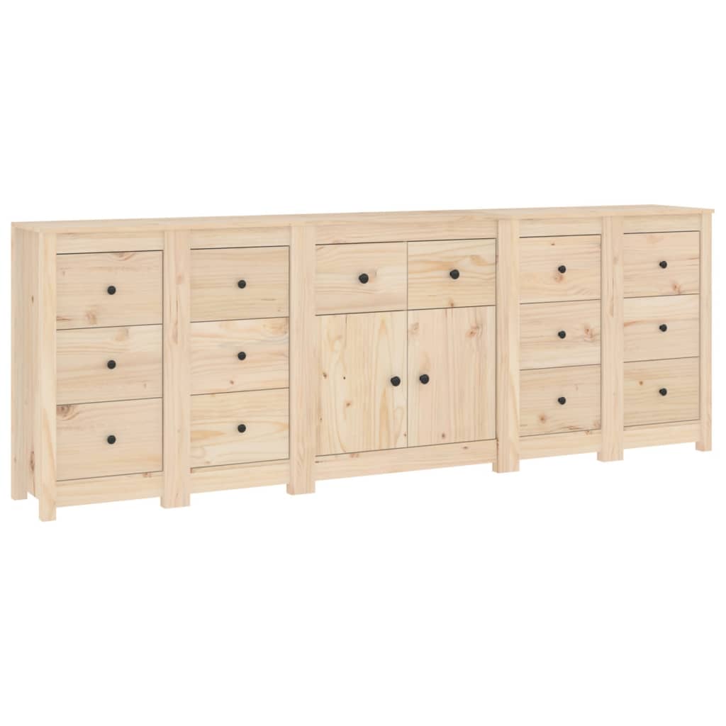 Skänk vit 230x35x80 cm massiv furu