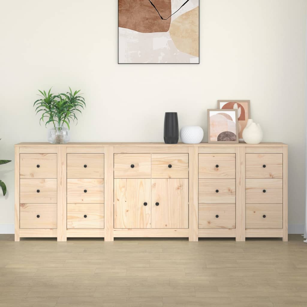 Skänk vit 230x35x80 cm massiv furu