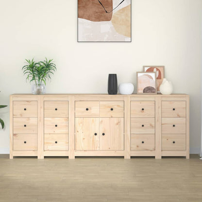 Skänk vit 230x35x80 cm massiv furu
