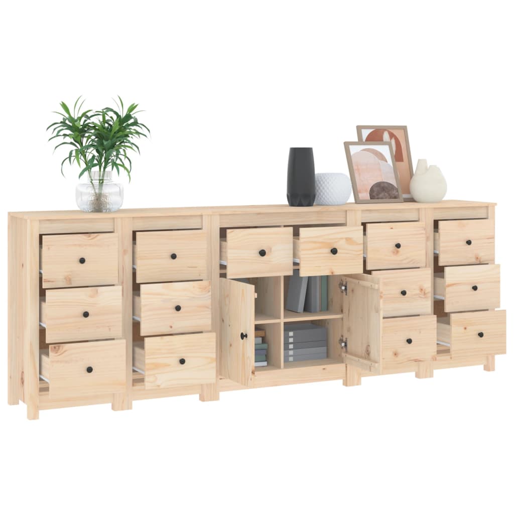 Skänk vit 230x35x80 cm massiv furu
