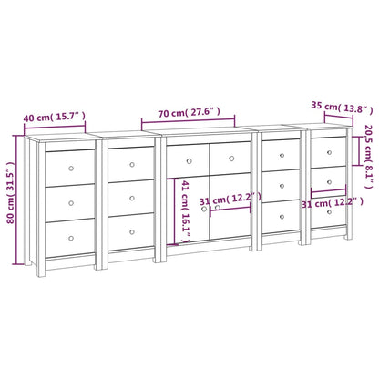 Skänk vit 230x35x80 cm massiv furu