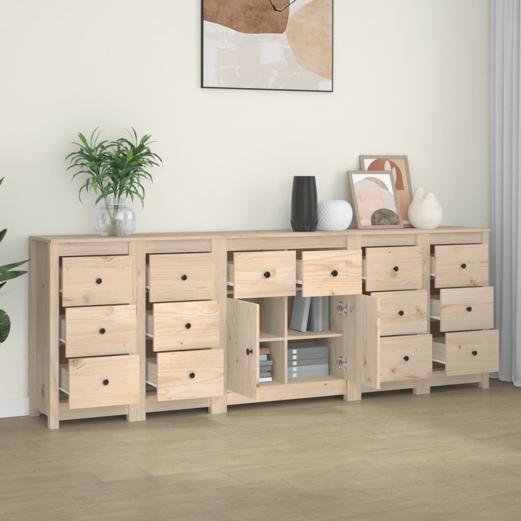 Skänk vit 230x35x80 cm massiv furu