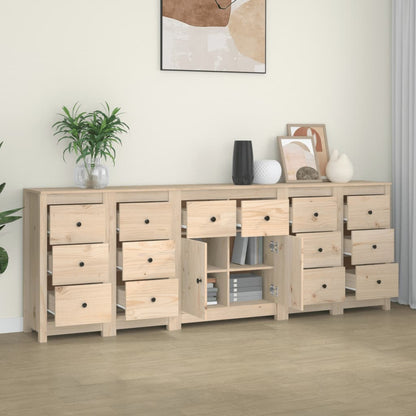 Skänk vit 230x35x80 cm massiv furu