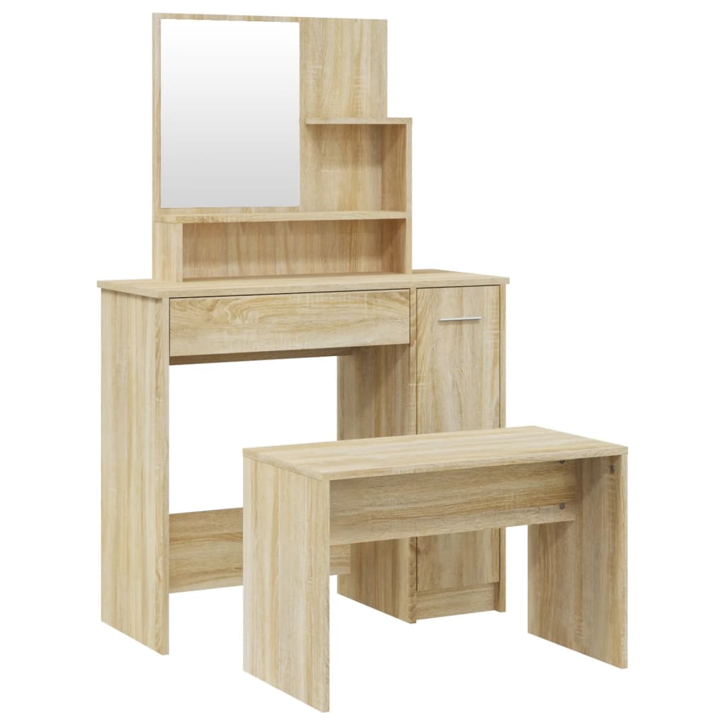 Sminkbord set Sonoma Ek 86,5x35x136 cm