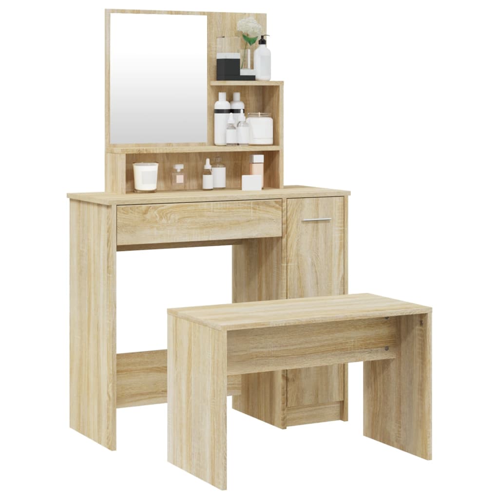 Sminkbord set Sonoma Ek 86,5x35x136 cm