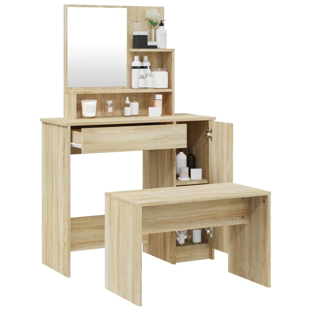 Sminkbord set Sonoma Ek 86,5x35x136 cm