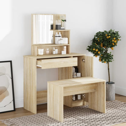 Sminkbord set Sonoma Ek 86,5x35x136 cm