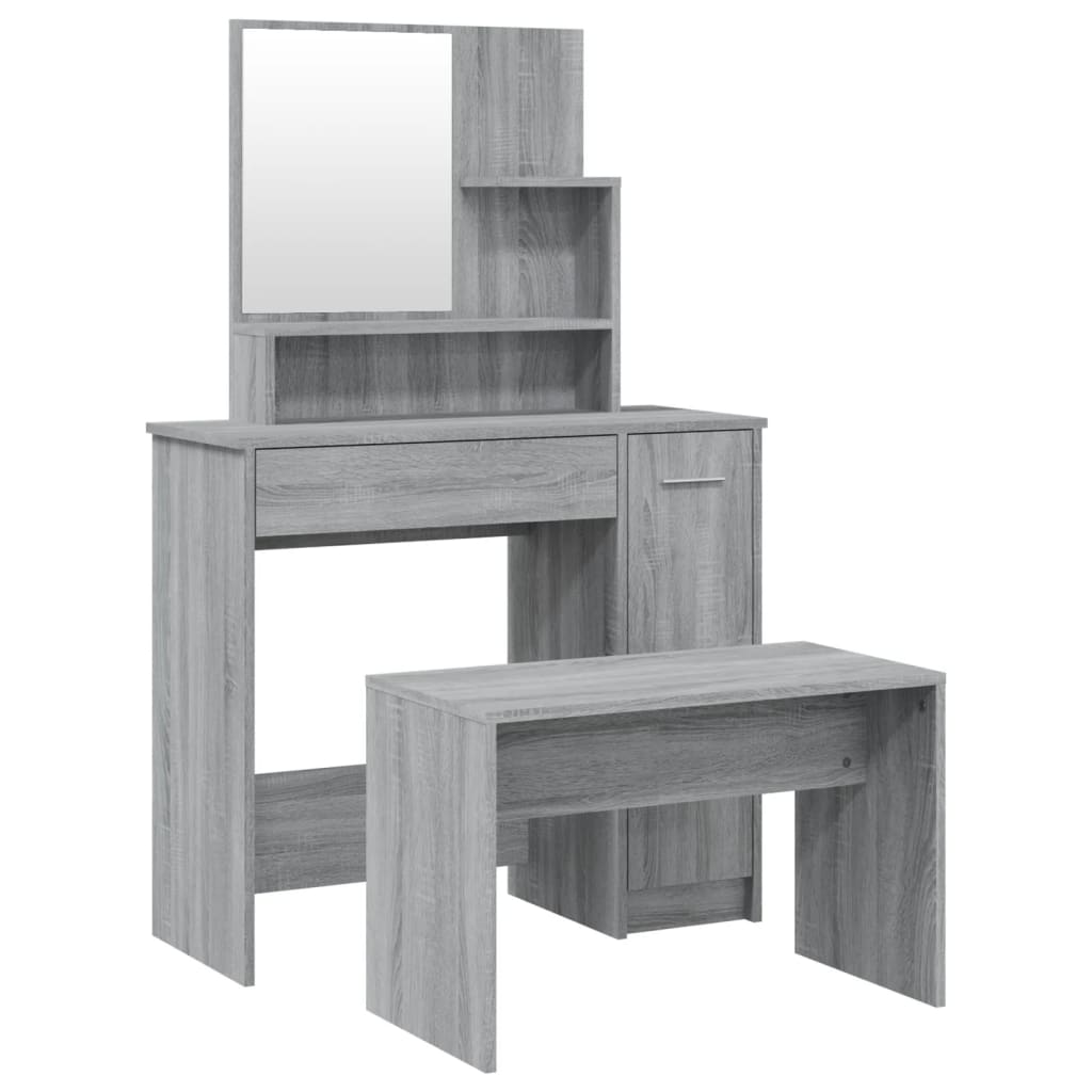 Sminkbord set Sonoma Grå 86,5x35x136 cm