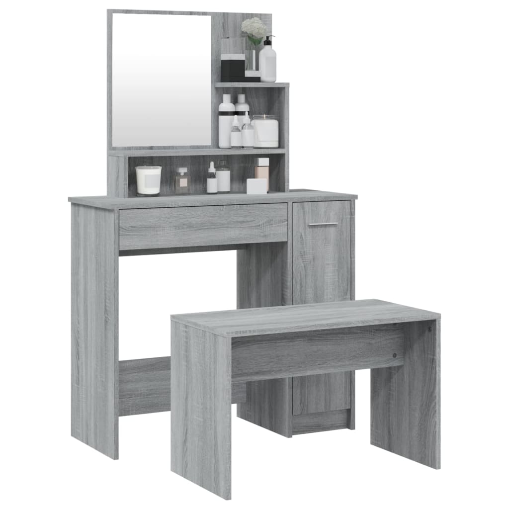 Sminkbord set Sonoma Grå 86,5x35x136 cm