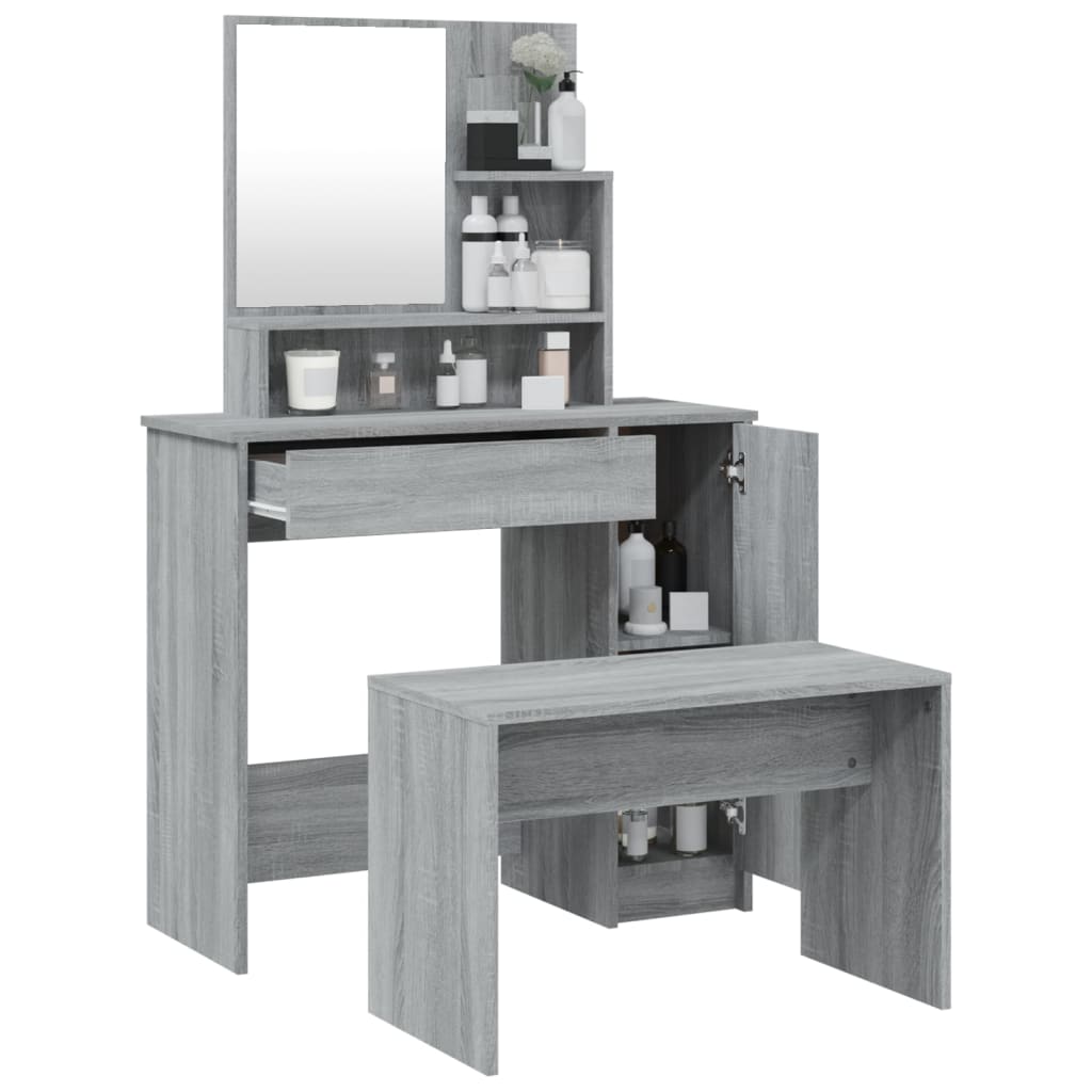 Sminkbord set Sonoma Grå 86,5x35x136 cm