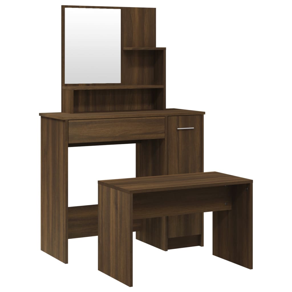 Sminkbord set Brun Ek 86,5x35x136 cm