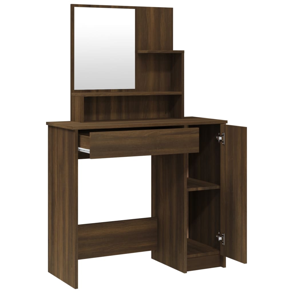 Sminkbord set Brun Ek 86,5x35x136 cm