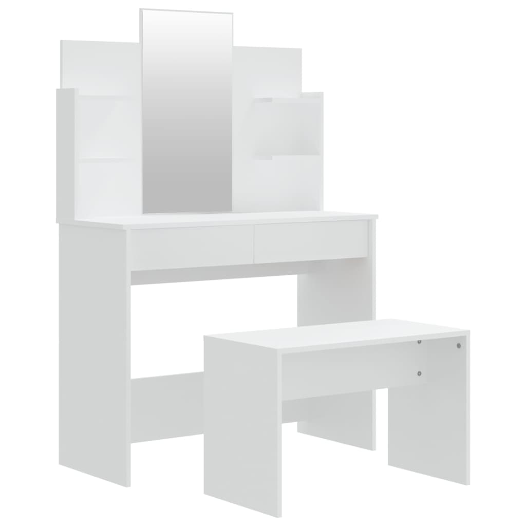 Sminkbord set Vit 96x40x142 cm