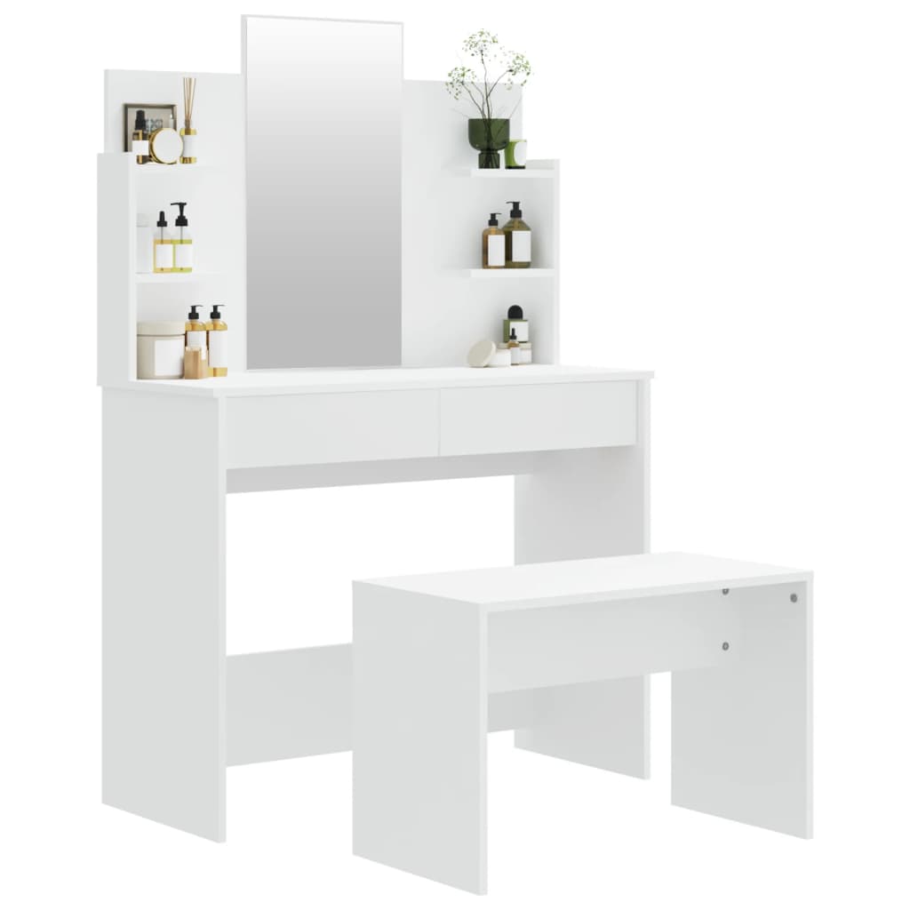 Sminkbord set Vit 96x40x142 cm