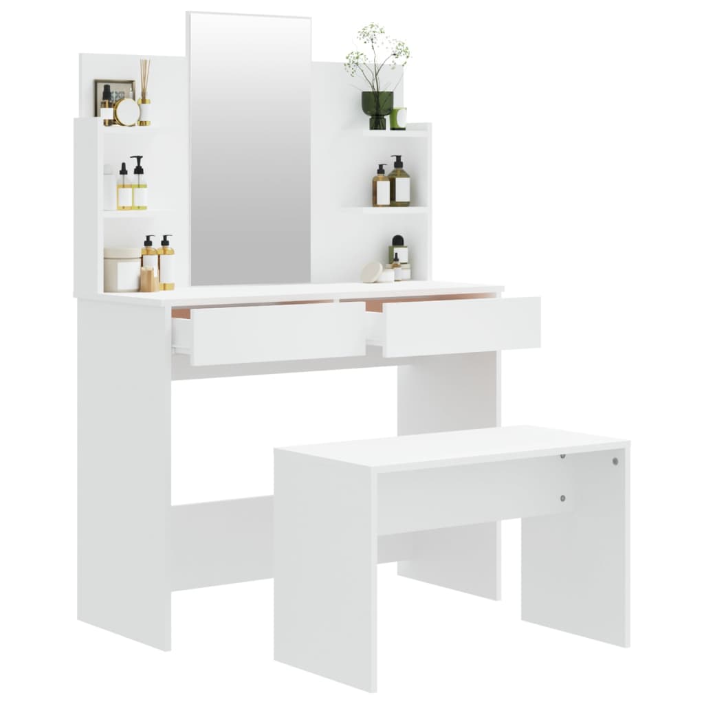 Sminkbord set Vit 96x40x142 cm