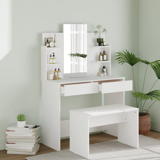 Sminkbord set Vit 96x40x142 cm