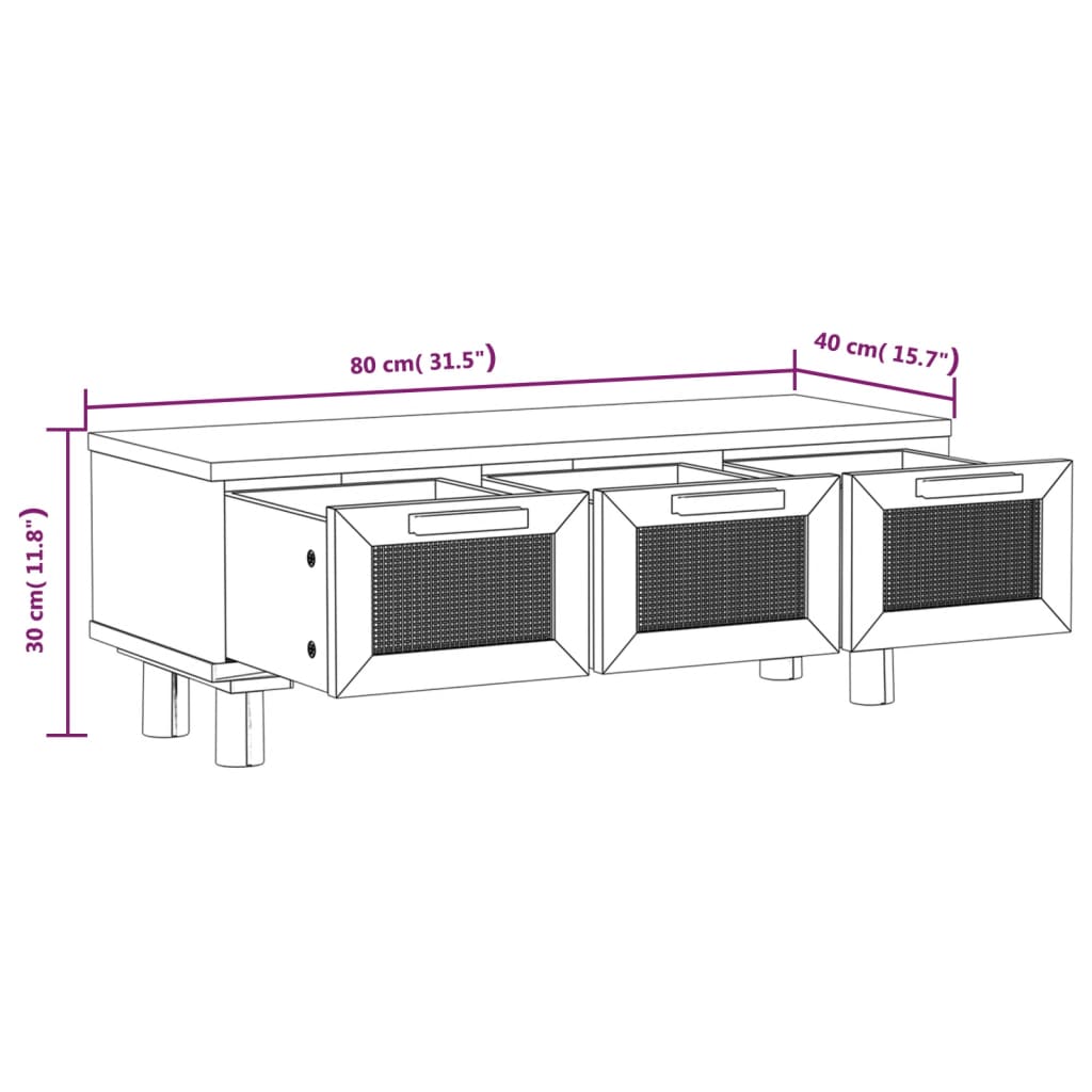 Soffbord Vit 80x40x30 cm massiv furu