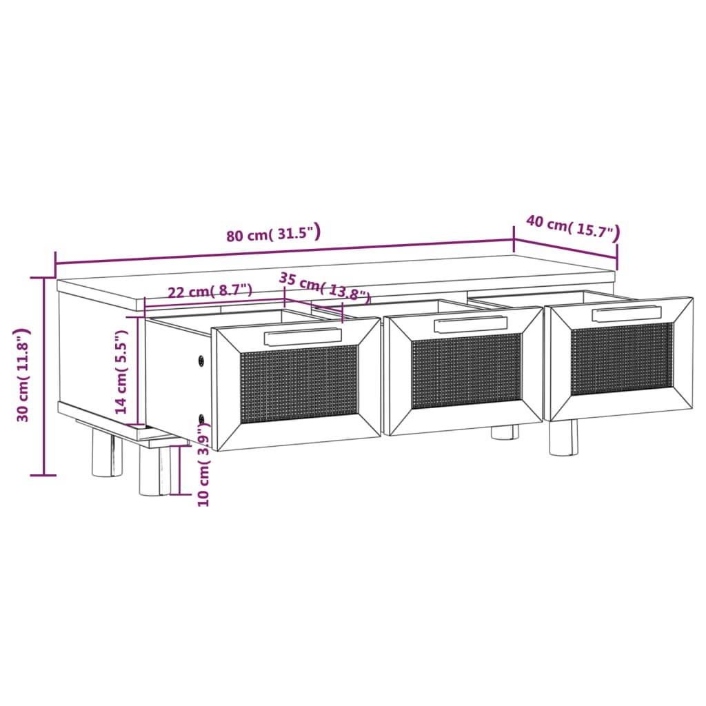 Soffbord Vit 80x40x30 cm massiv furu