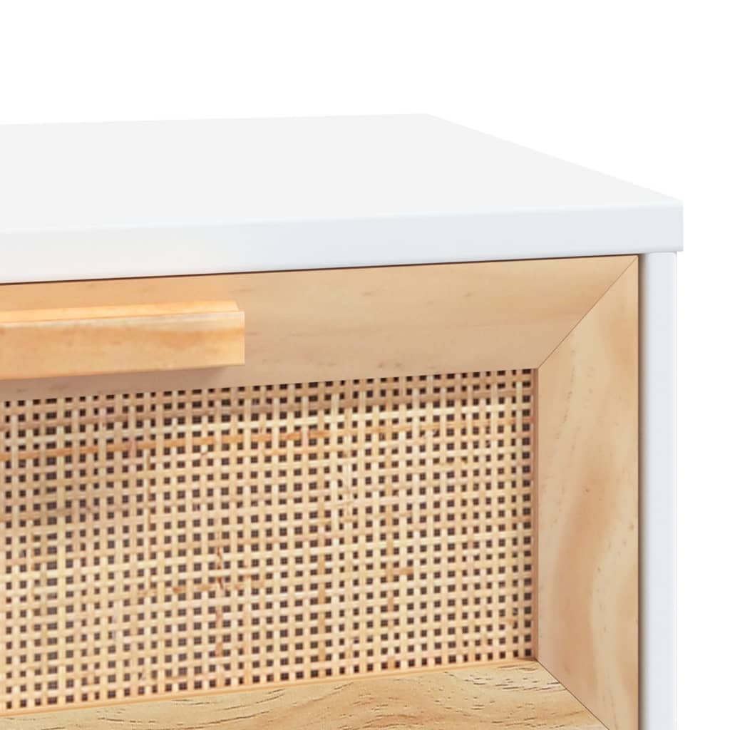 Avlastningsbord Konsollbord Vit 80x30x75 cm massiv furu och naturlig rotting