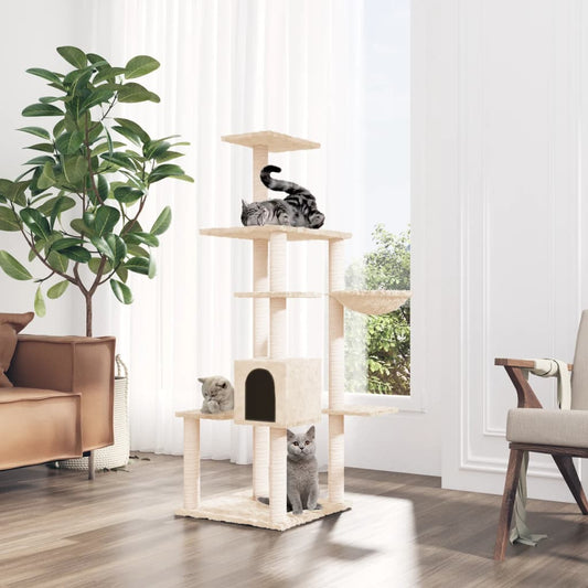 Kattmöbel Katträd med klöspelare sisal gräddvit 142 cm